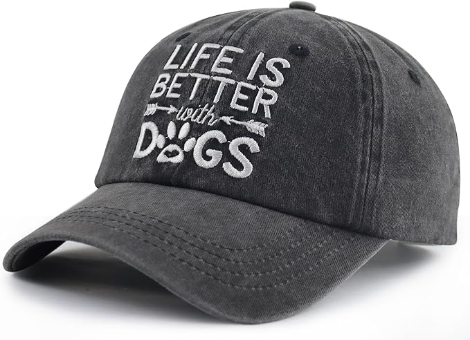 Life Is Better With Dogs Hat For Men Women Funny Adjustable Embroidered Animal Gifts Baseball Cap 1759136545661.png