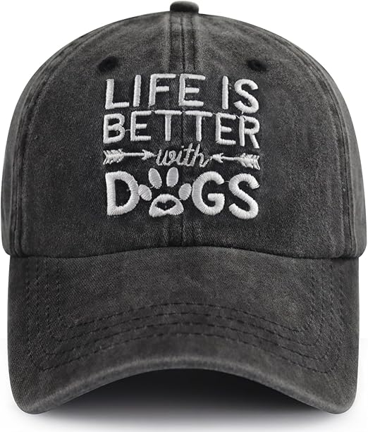 Life Is Better With Dogs Hat For Men Women Funny Adjustable Embroidered Animal Gifts Baseball Cap 1759136545698.png