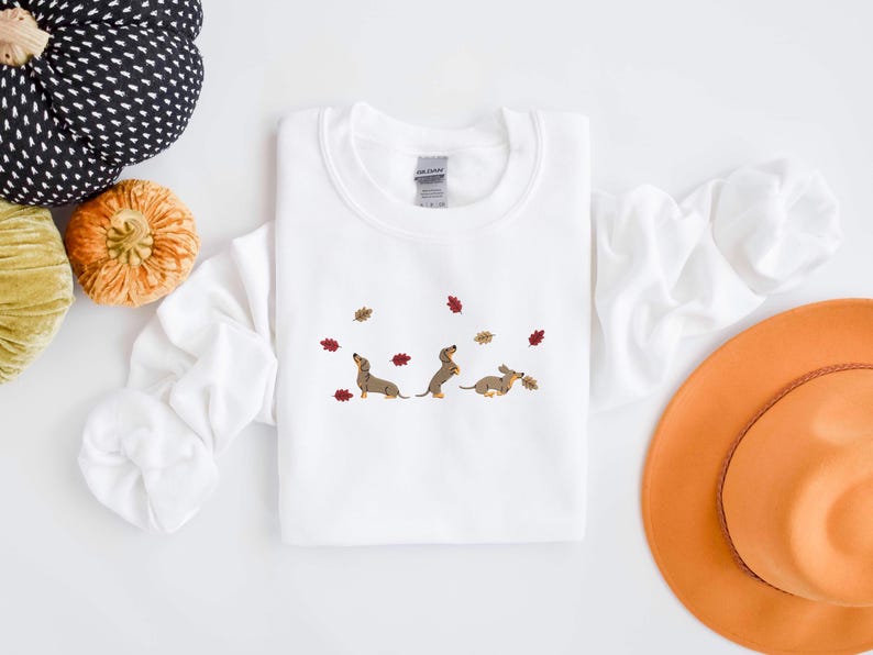 Embroidered Fall Dachshund Dog Shirt Black Dackel Sausage Puppy Shirt Fall Dachshund Dog Embroidered Shirt Tis The Season Shirt 1759136822065.jpg