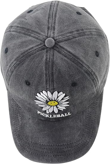Pickleball Hat For Women Funny Adjustable Cotton Embroidered Daisy Pickle Ball Baseball Cap 1759136897094.png