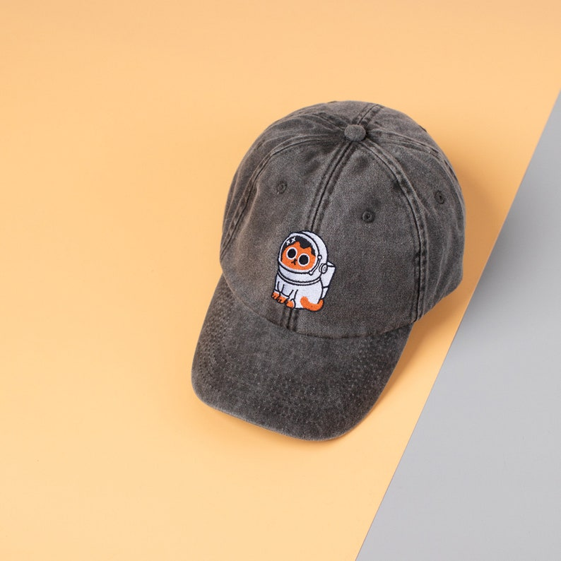 Space Cat Embroidery Cap Vintage Cotton Dad Hat 1759137077075.png