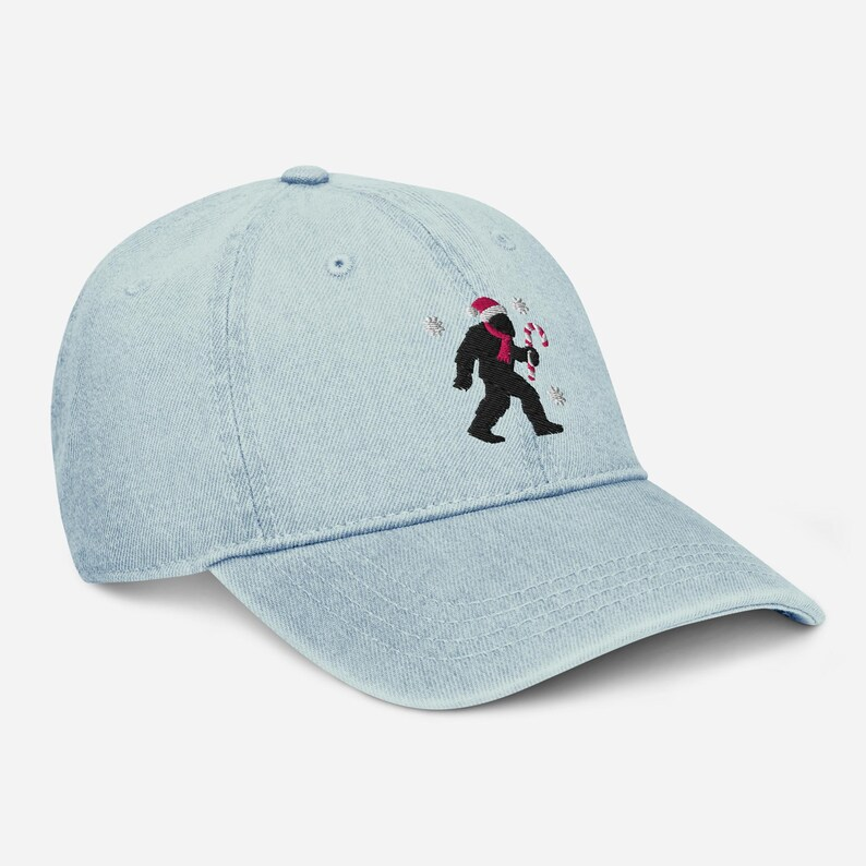 Christmas Bigfoot Embroidered Denim Dad Hat Sasquatch Candy Cane Cap 1759201511748.png