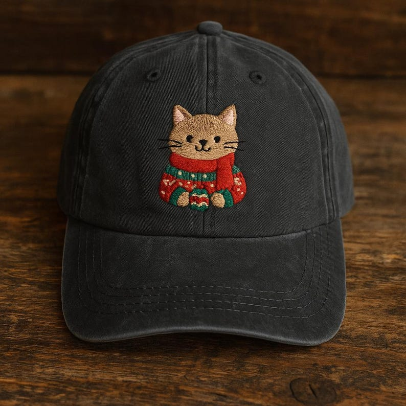 Christmas Cat Hat Embroidered Holiday Cap With Cozy Sweater And Scarf 1759201567588.png