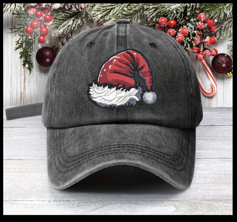 Embroidered Santa Hat Baseball Cap   Christmas Low Profile Cotton Cap 1759204454901.png