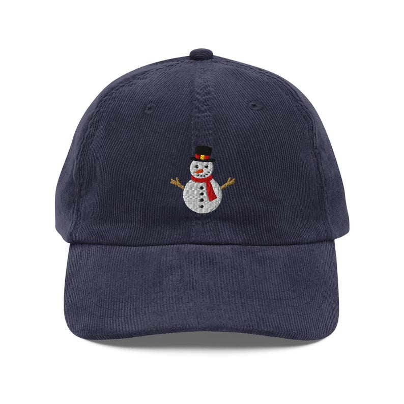 Embroidered Snowman Corduroy Dad Hat Unisex Adjustable Christmas Corduroy Cap 1759204538337.png