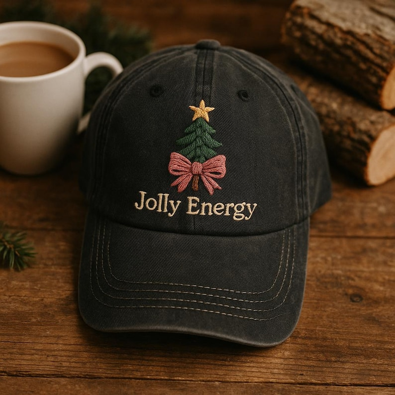 Jolly Energy Hat Embroidered Christmas Tree Cap With Star And Festive Bow 1759204934183.png