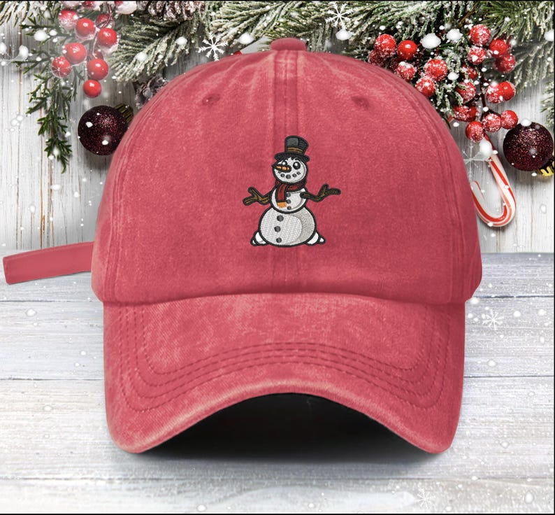 Snowman Embroidered Low Profile Baseball Cap Christmas Cap Santa Baby 1759206589156.png
