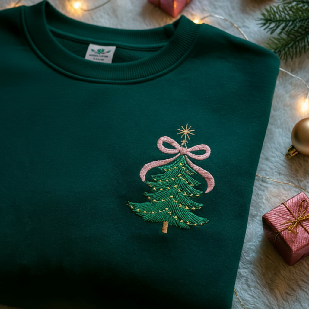 Embroidered Christmas Tree Sweatshirt Hoodie   Coquette Holiday Style 1759371972545.png