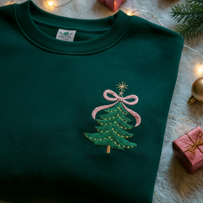 Embroidered Christmas Tree Sweatshirt Hoodie   Coquette Holiday Style 1759371972545.png