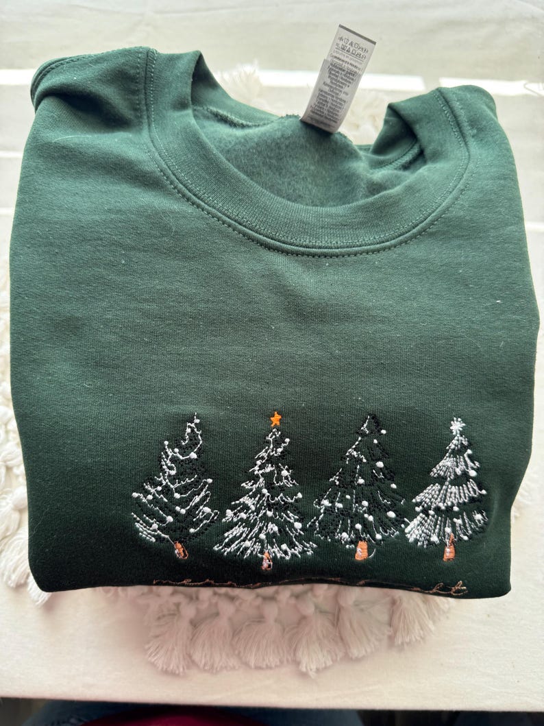 Merry  Bright Christmas Tree Embroidered Crewneck Sweatshirt   4 Christmas Trees 1759375030428.jpg