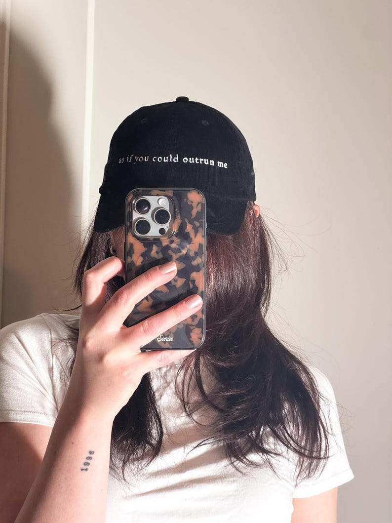 As If You Could Outrun Me   Embroidered Corduroy Hat   Minimalist Twilight Inspired Cap 1759375712804.png