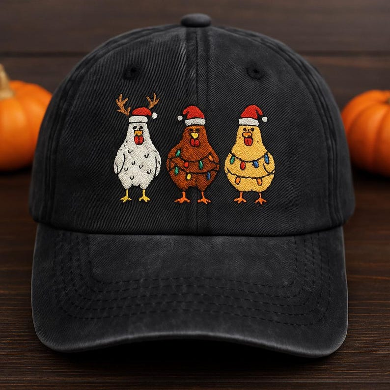 Embroidered Christmas Chicken Hat Funny Farmcore Holiday Cap 1759376703906.png