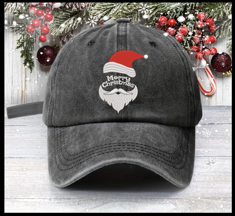 Embroidered Santa Face Baseball Cap   Merry Christmas Hat 1759377198226.png