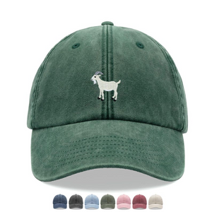 Goat White Baseball Cap Vintage Washed Unisex Dad Hat Adjustable Faded Sports Sun Summer Holiday Farm Famer Funny Greatest Of All Time 1759377672263.png