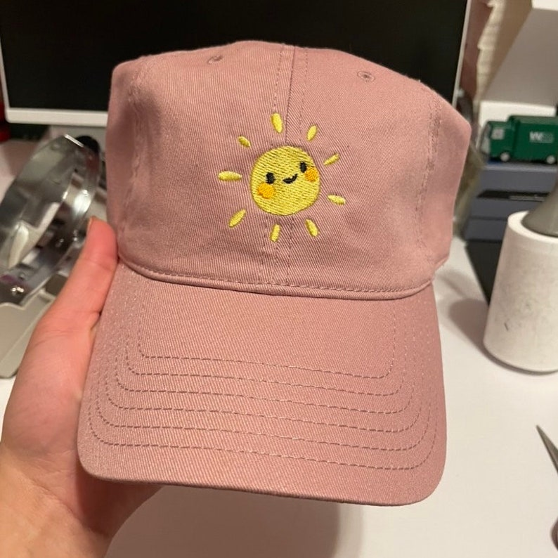 Happy Sun Embroidered Hat With Adjustable Strap Back Adult Unisex Soft Baseball Cap For Summer Sunshine Dad Hats Cute Embroidery Gift 1759377906424.png