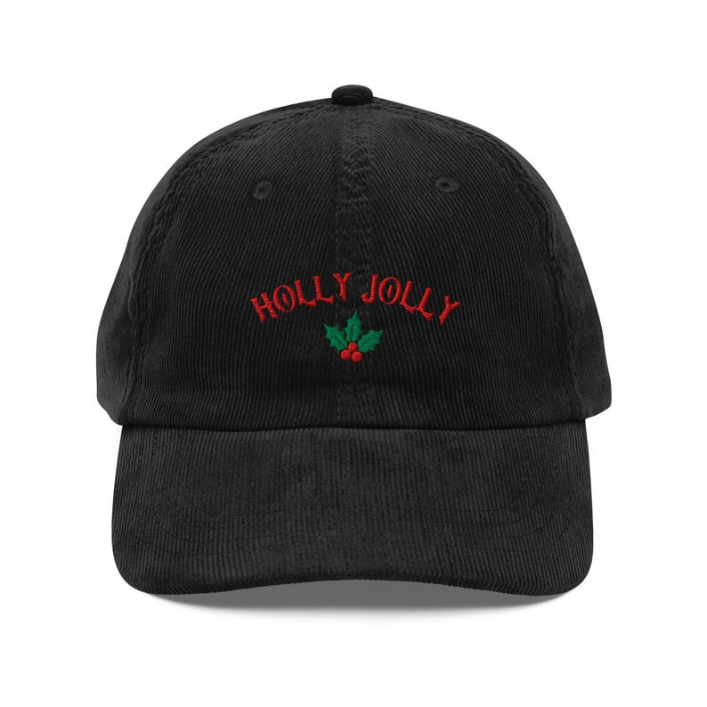 Holly Jolly Embroidered Vintage Corduroy Cap 1759378144044.png