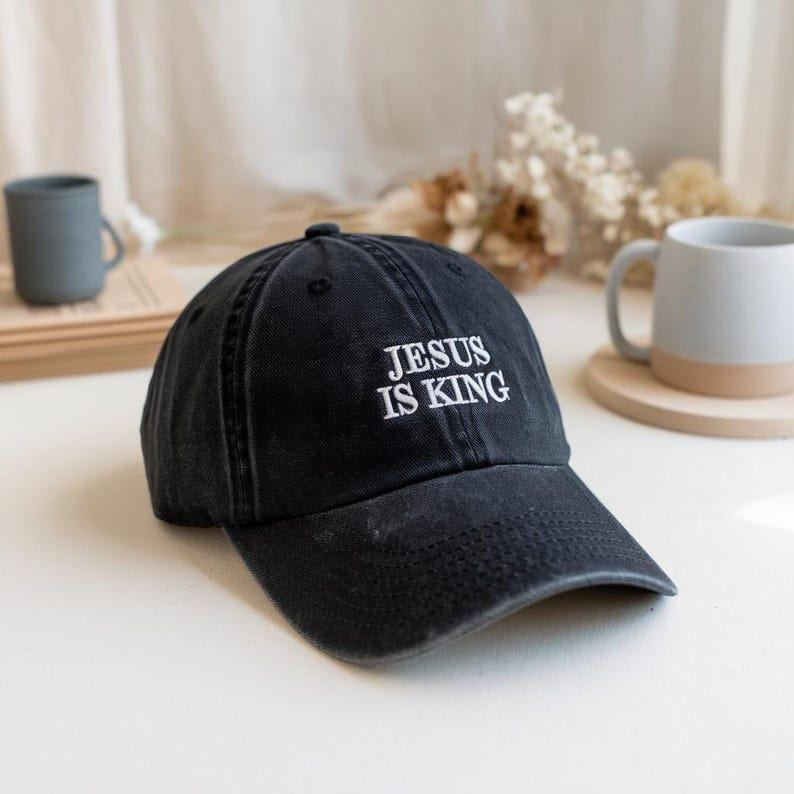 Jesus Is King Embroidered Dad Cap Christian Dad Cap Minimal Religious Gift For Him Or Her Bold Statement Christian Cap 1759378196879.png