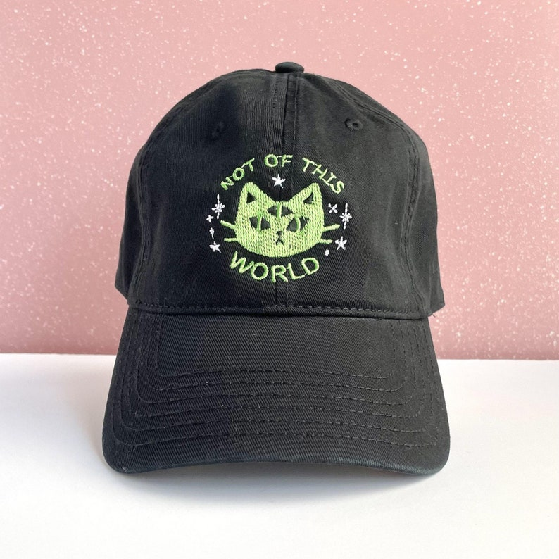 Not Of This World Alien Cat Embroidered Hat With Adjustable Strap Back Adult Unisex Cute Baseball Cap Galaxy Dad Hats Embroidery Gift 1759378750249.png