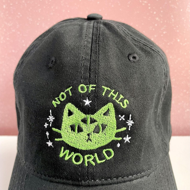 Not Of This World Alien Cat Embroidered Hat With Adjustable Strap Back Adult Unisex Cute Baseball Cap Galaxy Dad Hats Embroidery Gift 1759378750439.png