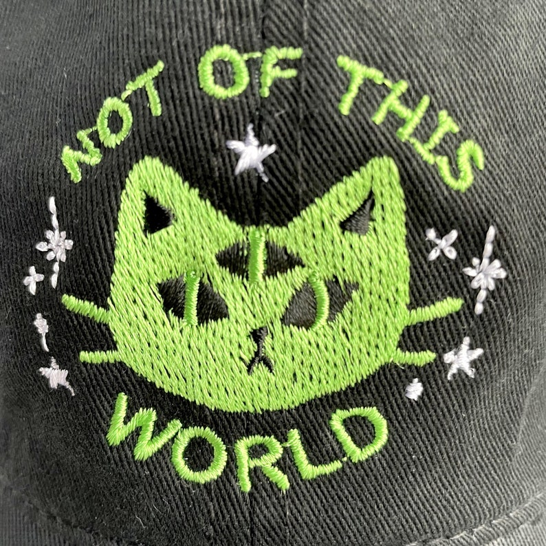 Not Of This World Alien Cat Embroidered Hat With Adjustable Strap Back Adult Unisex Cute Baseball Cap Galaxy Dad Hats Embroidery Gift 1759378750534.png