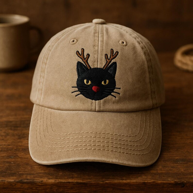 Reindeer Black Cat Embroidered Christmas Hat Funny Holiday Baseball Cap Gift For Cat Lovers 1759379156764.png