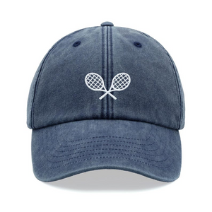 Tennis Racquets Crossed Baseball Cap Vintage Washed Cotton Unisex Dad Hat Adjustable Faded Sports Sun Summer Holiday Festival Grandad Ball 1759379744903.png