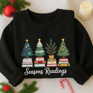 Christmas Tree Book Embroidered Sweatshirt Seasons Readings Embroidered Shirt Bookish Shirt Merry Christmas Shirt Librarian Gift 1759459121167.jpg