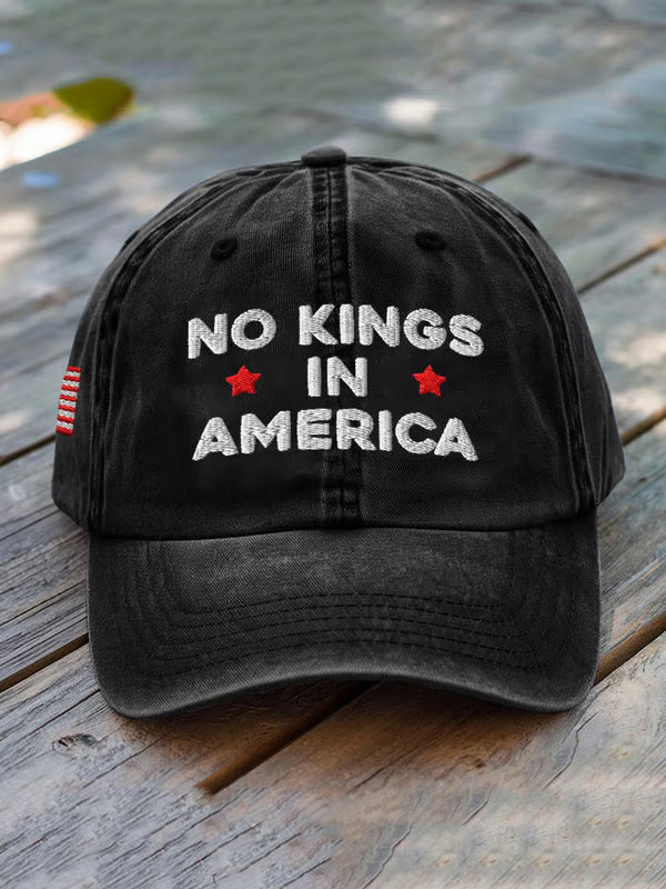 Political Statement Dad Hat  No Kings In America Embroidered Cap  Us Flag Side Stitch  Freedom Black Hat 1759475885066.jpg