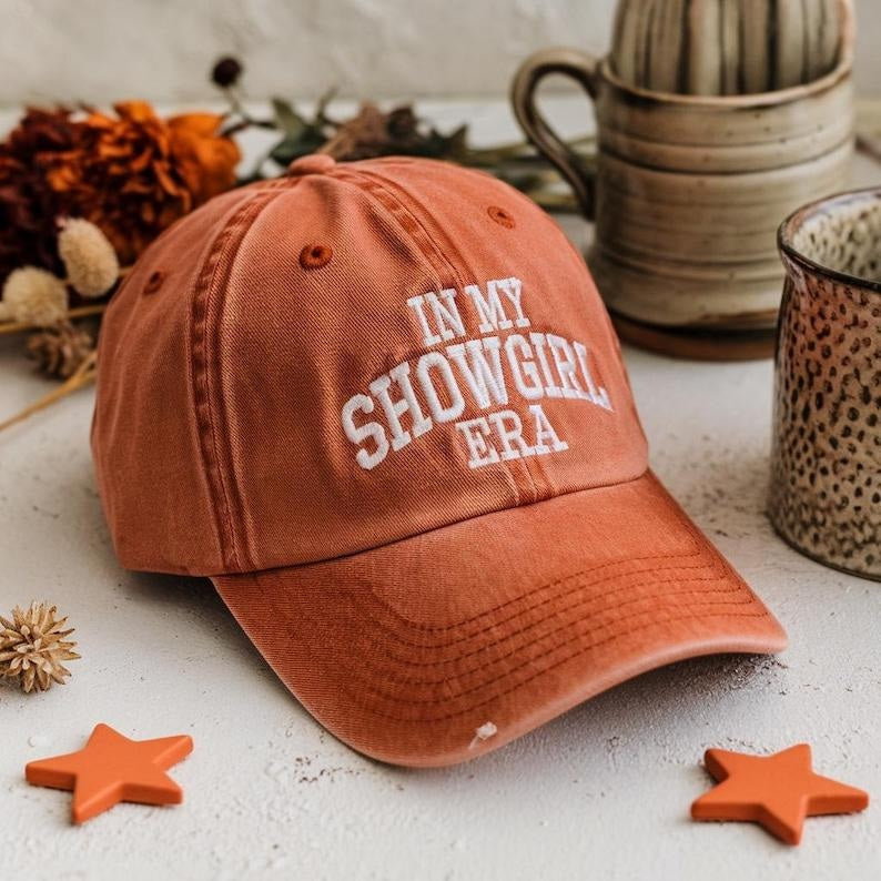 Embroidered Showgirl Baseball Cap In My Showgirl Era Hat Custom Embroidered Cap Orange Embroidery Baseball Hat Classic Embroidered Cap 1759476798895.jpg