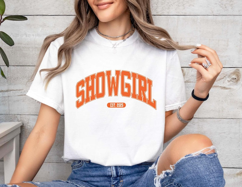 Showgirl Shirt For Fan Orange Show Girl Shirt For Concert Showgirl Era Tshirt Gift For Her Podcast Shirt 1759484957075.jpg
