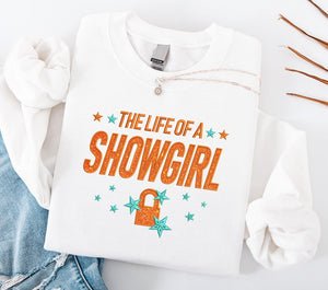 Life Of A Showgirl Sweatshirt For Fan Embroidered Orange Glitter Shirt Showgirl Shirt For Concert Showgirl Era Shirt Gift For Her 1759485363429.jpg