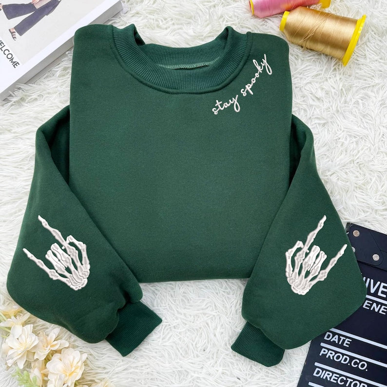 Stay Spooky Embroidered Sweatshirt Cute Halloween Crewneck For Women Fall Cozy Ghost Sweater Spooky Season Gift Halloween Gift 1759716340990.jpg