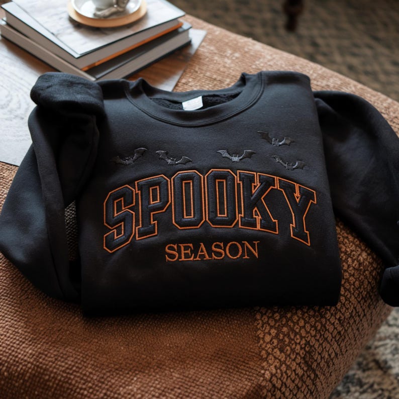 Embroidered Spooky Season Sweatshirt Embroidered Sweatshirt Halloween Sweatshirt Spooky Season Crewneck Halloween Crewneck Halloween Sweater 1759716489312.jpg