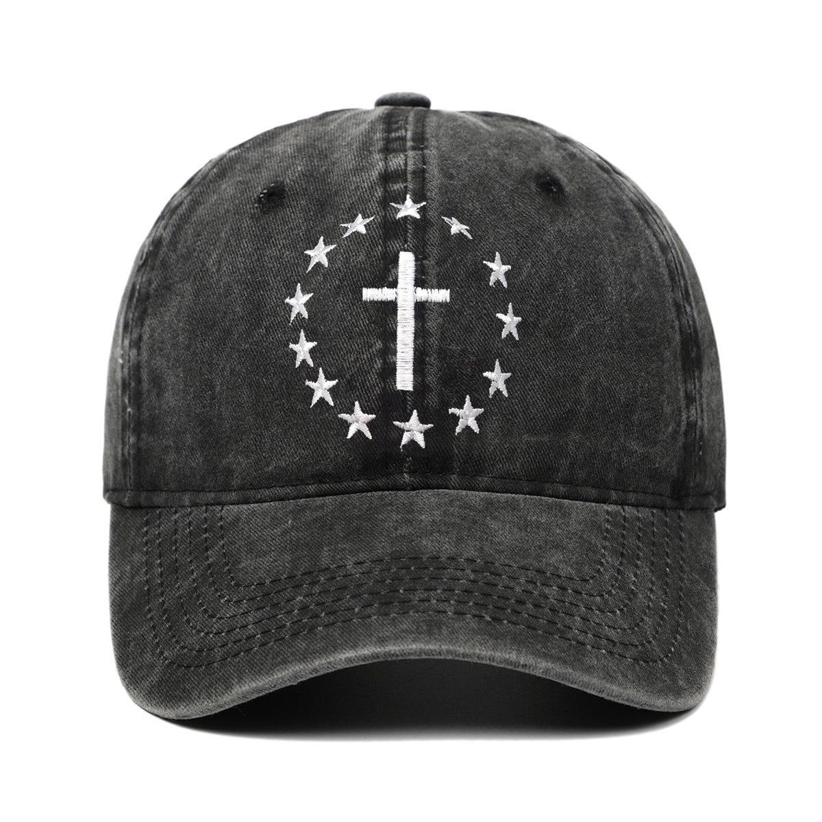 Cross Christian Religious Usa Flag Black Adjustable Embroidered Cap Hat 1759722552190.jpg