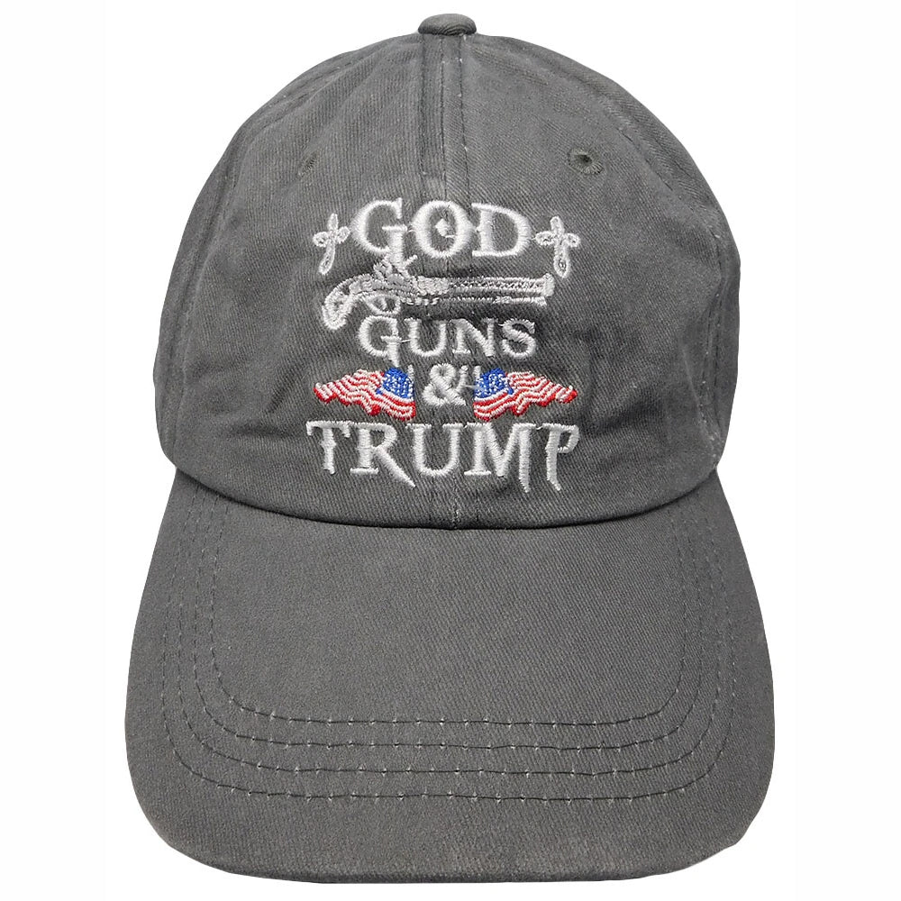 God Guns  Trump 2024 Usa Flag Washed Adjustable Embroidered Cap 1759723333342.jpg