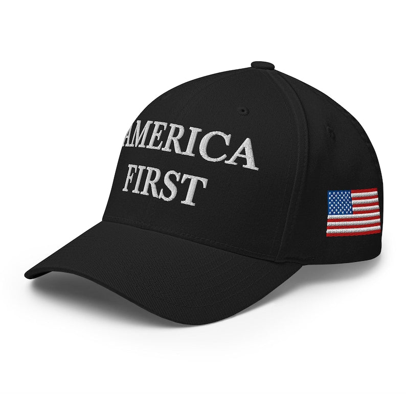 America First Hat Patriotic Usa Flag Embroidered Structured Mid Profile Flexfit Cap Multiple Colors 1759736934547.jpg