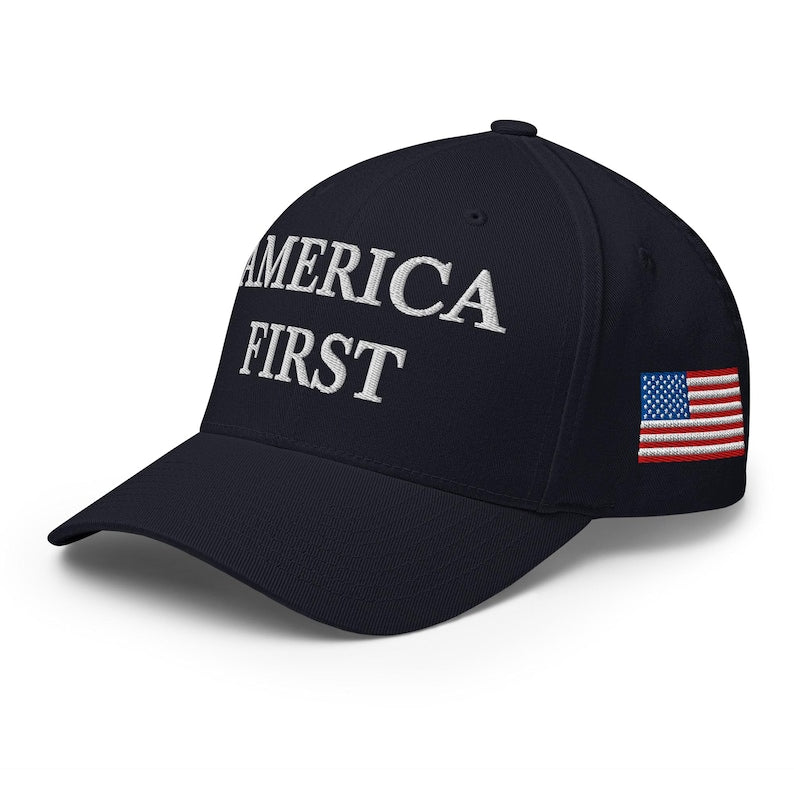 America First Hat Patriotic Usa Flag Embroidered Structured Mid Profile Flexfit Cap Multiple Colors 1759736935071.jpg