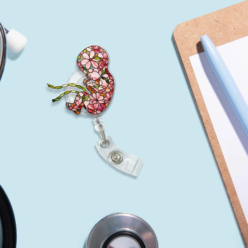 Floral Fetus Badge Reel Ld Nurse Gift Labor Delivery Nurse Accessory Ob Nurse Badge Holder Cute Medical Badge Clip 1759738193165.jpg