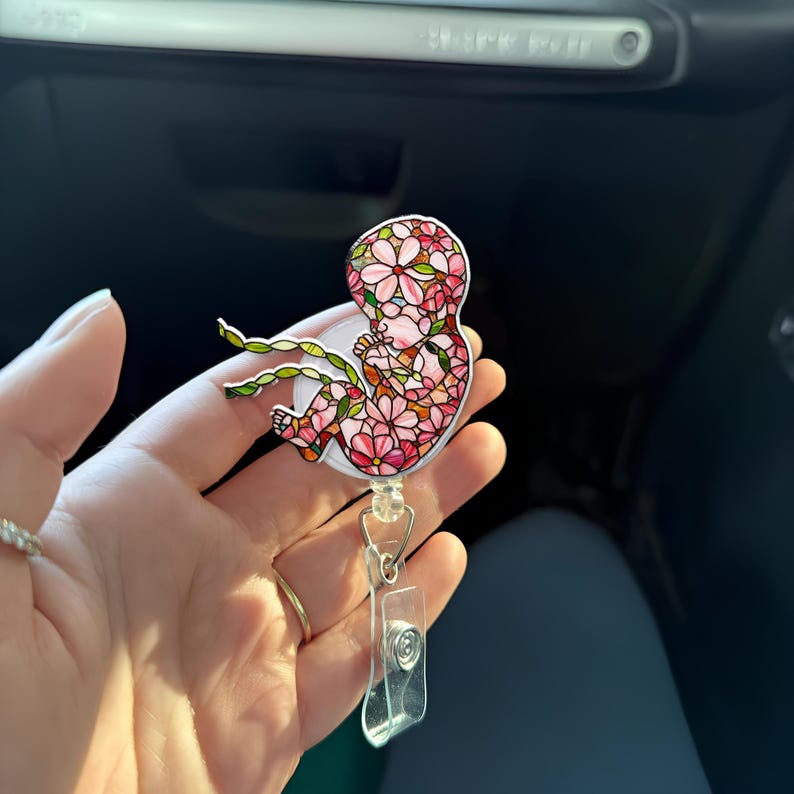 Floral Fetus Badge Reel Ld Nurse Gift Labor Delivery Nurse Accessory Ob Nurse Badge Holder Cute Medical Badge Clip 1759738193268.jpg
