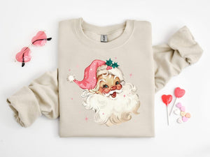 Pink Santa Retro Christmas T Shirts Sweatshirts For Women Pink Christmas Matching Family Sweaters Pink Vintage Holiday Crewneck Group Party 1759742100951.jpg