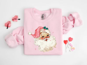 Pink Santa Retro Christmas T Shirts Sweatshirts For Women Pink Christmas Matching Family Sweaters Pink Vintage Holiday Crewneck Group Party 1759742101011.jpg