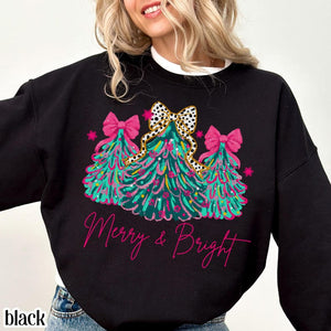 Christmas Sweatshirt Merry  Bright Xmas Tree Sweater Pink Holiday Festive Bow Lights Pullover Cute Jolly Tee Merry Christmas Mom Crewneck 1759744126597.jpg