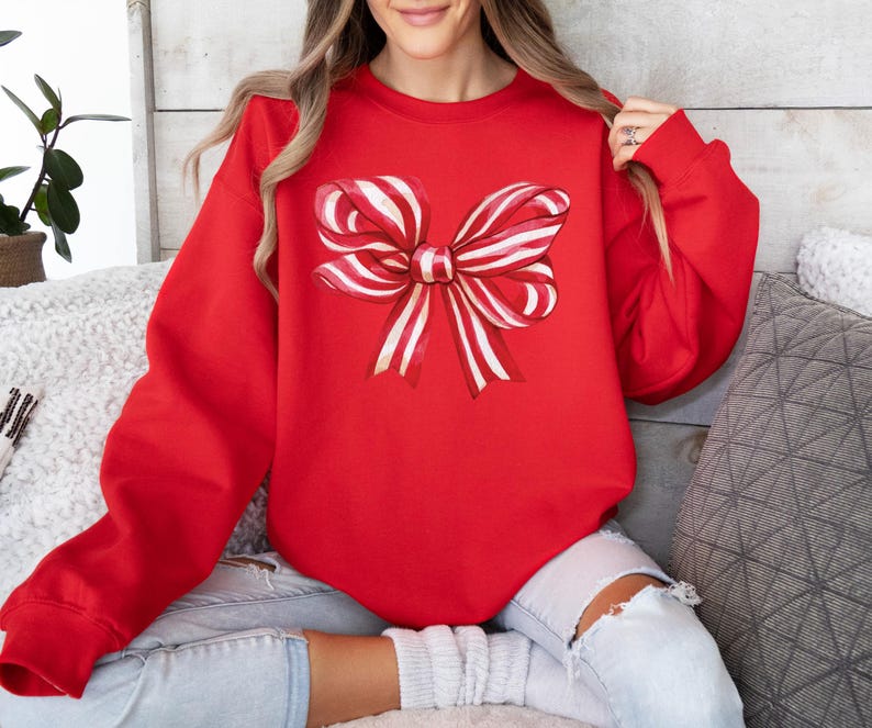 Christmas Bow Sweatshirt Holiday Sweatshirtchristmas Shirtfunny Christmas Sweatshirtred Bow Christmas Shirtsanta Claus Bow Shirtxmas 1759745187278.jpg