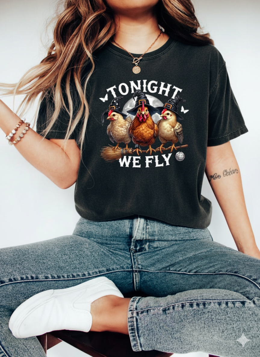 Tonight We Fly Chicken Sweatshirt Funny Halloween Witch Pullover Cozy Sweater Spooky Rooster Tee Cute Halloween Gift 1759832973991.png