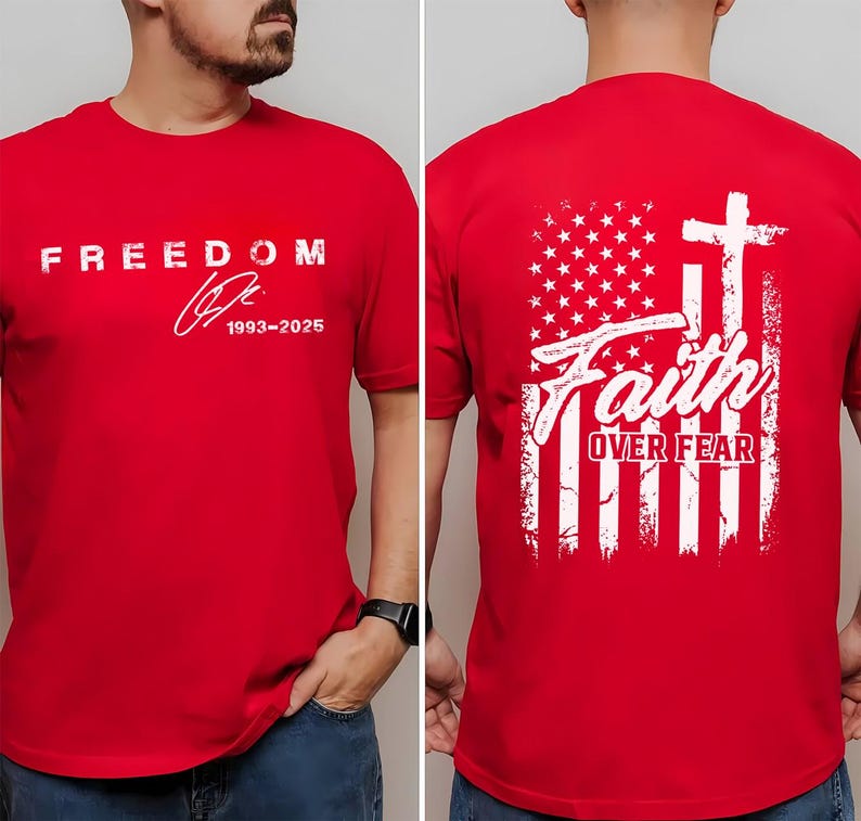 Faith Over Fear Shirt Charlie Kirk Freedom Tee Christian Quote Jesus Shirt For Men And Women Charlie Kirk Tribute Shirt We Wear Red 1759896211699.jpg