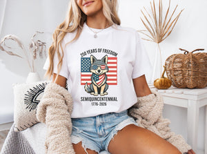 American Patriot Dog T Shirt 250 Years Of Freedom   Comfort Colors Tee 1759907822187.jpg