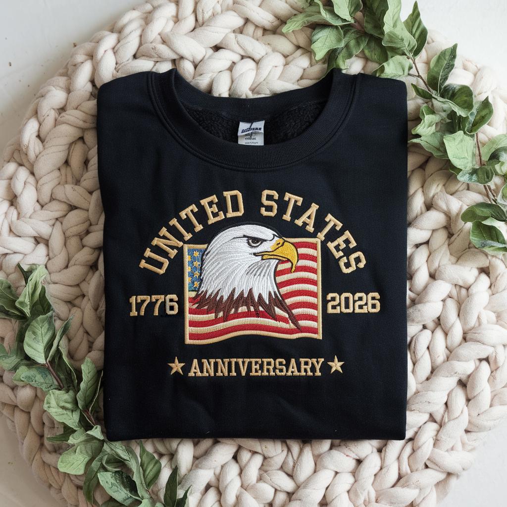 Embroidered American 250th Anniversary Sweatshirt Usa 250 Shirt Independence Day Shirt Usa 1776 Flag Sweatshirt 1759908312664.jpg