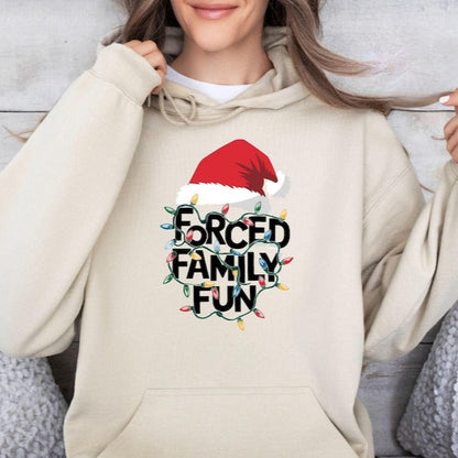 Forced Family Fun Sweatshirt Family Matching Hoodie Sarcastic Christmas Sweatshirt Xmas Party Hoodie Santa Hat Hoodie Family Reunion 1759910554176.jpg