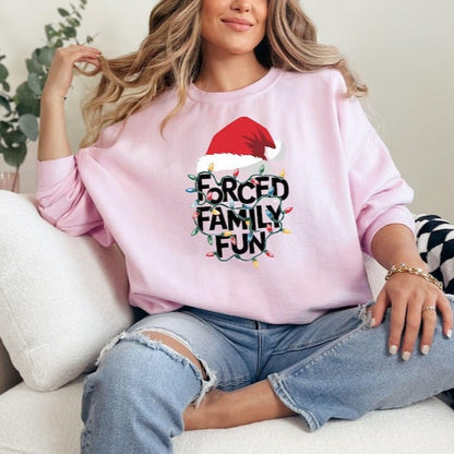Forced Family Fun Sweatshirt Family Matching Hoodie Sarcastic Christmas Sweatshirt Xmas Party Hoodie Santa Hat Hoodie Family Reunion 1759910554237.jpg