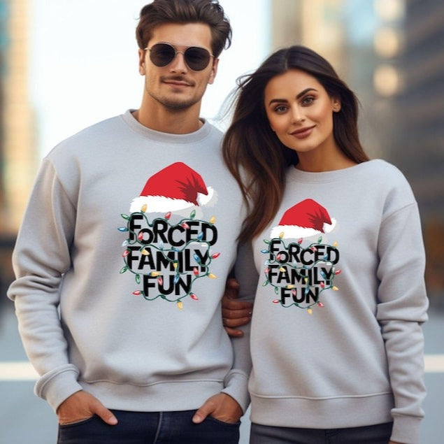 Forced Family Fun Sweatshirt Family Matching Hoodie Sarcastic Christmas Sweatshirt Xmas Party Hoodie Santa Hat Hoodie Family Reunion 1759910554238.jpg